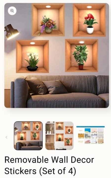 Pack of 4 Removable wall decor sticker Dimension:30 x 30 x 0.4 cm