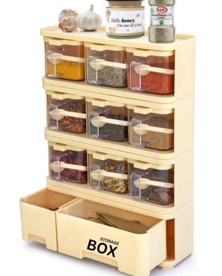 High Quality 9Pcs Spice Rack With Storage Box