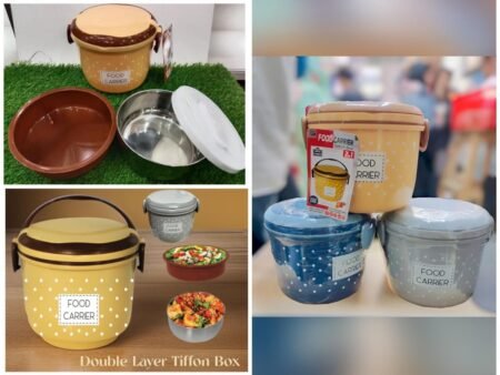 Double Layer Tiffon Lunch Box/Food Carrier (Mix/Random color) Discount on Quantity