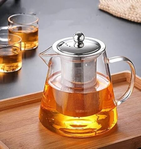 VitalGlass Kettle Teapot with Removable Infuser & Lid (Triangle - 950ml), Glass Tea Kettle Stovetop Safe, Great for Loose Leaf Tea, Blooming Tea, Tea Bags & Fruit Infused Water