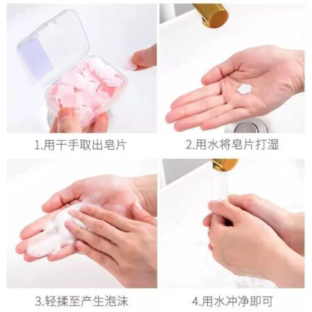 Portable hand washing piece soap Paper student children disposable carry-on travel mini petal soap piece box (Big Size)