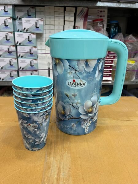 Lavenna Floral Design Jug with 6pcs Glass Set