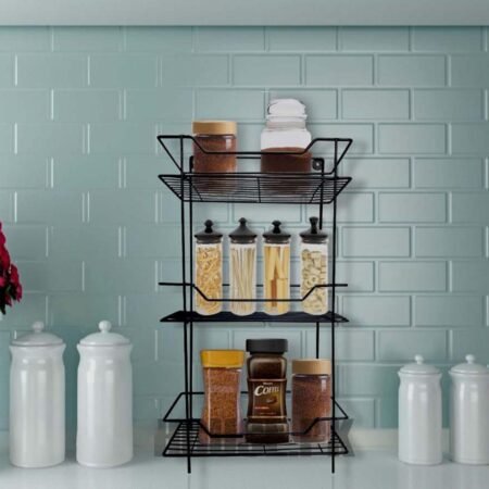 3 Sqaure Shape Tier Multipurpose Organizer for Kitchen & Bathroom (With screw hooks)