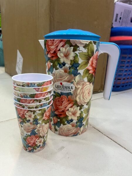 Lavenna 2 Litre Jug Hard Plastic with 6 Glass