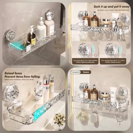 Acrylic Wall-Mounted Suction Shelf (Box Packing) Premium Quality