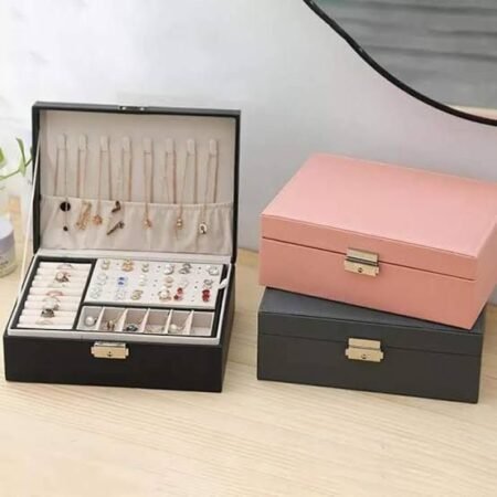 PU Leather Jewelry Organizer (Imported China 🇨🇳) (Pink & Black Color)