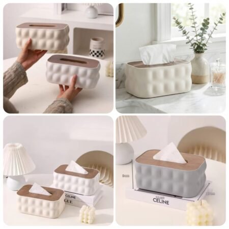 Bubble Tissue Box With Wooden Lid (Premium Quality)