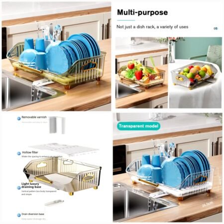 Acrylic Luxury Dish Drain Rack (Random Colours) Box Packing