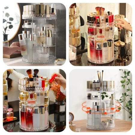 360° Rotating Diamond Cut Cosmetic Organizer