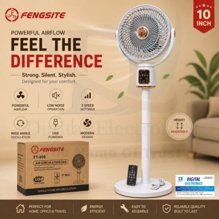 2IN1 Electric + Rechargeable 12000mah Battery Power Stand Fan 🇨🇳   Features Air Circulation Remote Control  Silent Blades  Type-C Charging  Lighting Design  Telescopic Adjustment  Rotate Left & Right  Timing Adjustment