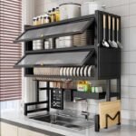 2 Layer Over the Sink Cabinate (Box Packing)* Black & White Colour Available Size: Width: 85 cm Height: 90 cm Depth: 28 cm