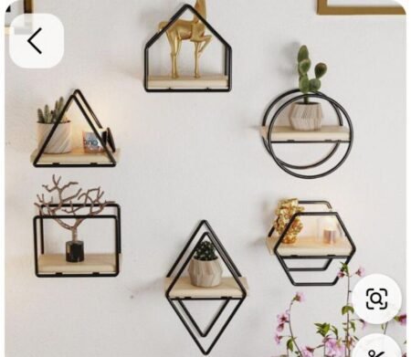 1pcs Wall Mounted Wooden Metal Shelf