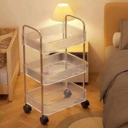 3 Tier Multipurpose Acrylic Trolley with Tyres