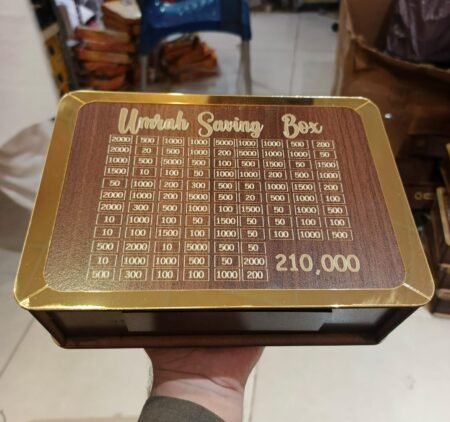 Umrah Saving Box - Wooden Umrah Saving Box - 280 Days Savings Plan - Islamic Halal Money Jar for Hajj & Umrah - Daily Pilgrimage Savings Tracker - Gift for Muslims Money Saving Box