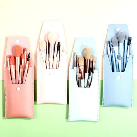 8 Pcs Leather Makeup Brushes Set