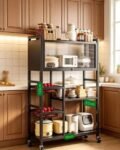Heavy Duty Rustproof Kitchen Organizer with Cabinet and Wheels