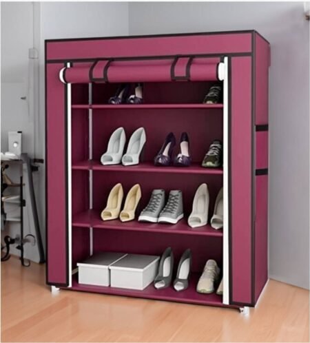 3 Layer Iron Rods Dustproof Non-Woven Clothes & Shoes Rack