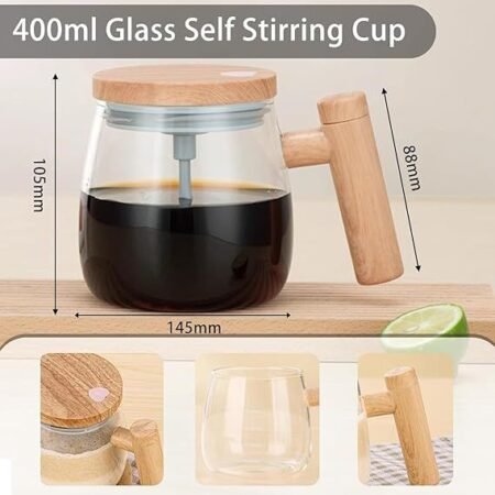 400ml Glass Self Stirring Cup for Making Coffee & more