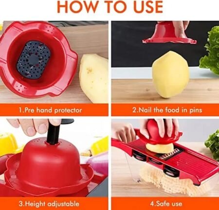 Vegetable Chopper Mandoline Slicer, 10 in 1 Mandoline Slicer Cutter and Grater with Hand Protector, Interchangeable Blades - for Cutting Onions, Potatoes, Carrots and Other Fruits