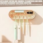 UV Sanitizer Wall Toothbrush Holder with Drying and Timer Function (19.8 x 8.3 x 4.8 cm), 4 Slots Deep Disinfection, 1800 mAh Toothbrush Steriliser, UV Toothbrush Sanitizer for Bathroom (White) 🇨🇳