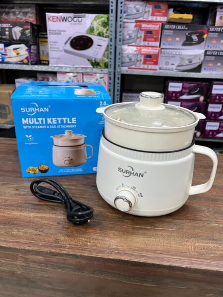 2 Litre 600Watt 2 Litre Multi Cooking Kettle with Steamer & Egg Attachment