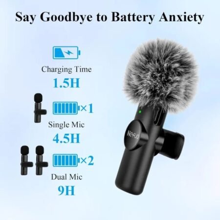 BOYA BY-F10 2.4GHz Wireless Lavalier Microphone for Android USB-C Devices – Noise Cancelling, Plug & Play, 50m Range, 9h Battery (With IPhone Connector)