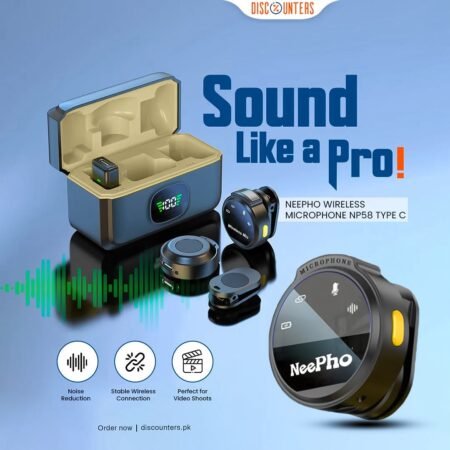 Neepho NP-58 Magnetic Wireless Microphone | Collar Clip Mini Mic | Noise Reduction | For YouTube, TikTok, Interviews & Vlogging (With IPhone Connector)