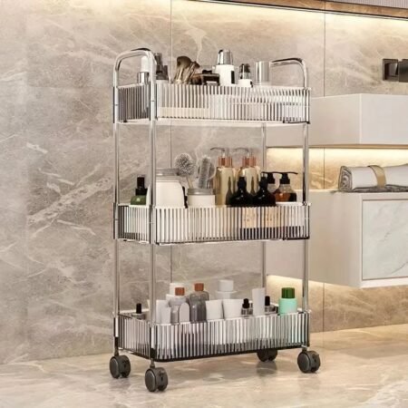 3 Tier Multipurpose Acrylic Trolley with Tyres