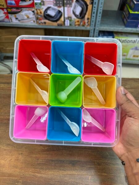 9 Compartments Spice Jar Box