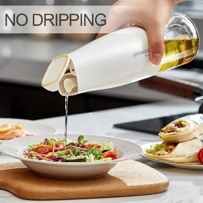 450Ml Oil Storage Pot, Auto Flip Kitchen Oil Bottle, Cooking Oil Dispenser For Kitchen