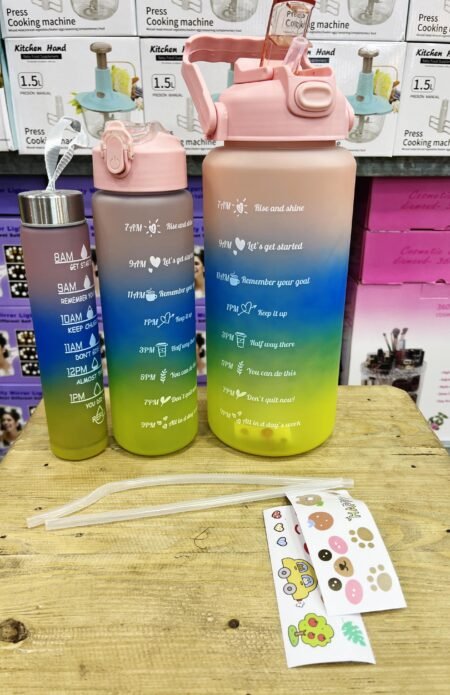 Dual Sipper 3Pcs Water Bottle Set) Imported China) (Random Color)