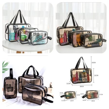 Cosmetic Transparent Travel Bag (Pack Of 3)