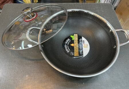 14 inch Large Size 3 Layer Steel Coating - SUS Stainless Steel Non-Stick Silver Karachi Wihout Lid