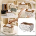 Elegant Wave Pattern  Tissues Boxs With Wooden Lid