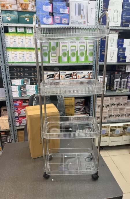 4 Tier Multipurpose Acrylic Trolley with Tyres