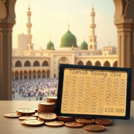 Umrah Saving Box - Wooden Umrah Saving Box - 280 Days Savings Plan - Islamic Halal Money Jar for Hajj & Umrah - Daily Pilgrimage Savings Tracker - Gift for Muslims Money Saving Box