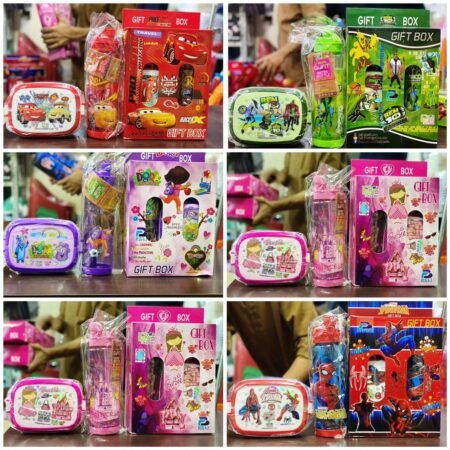 Big Size Kids School Lunch & Bottle Gift Box (random design)