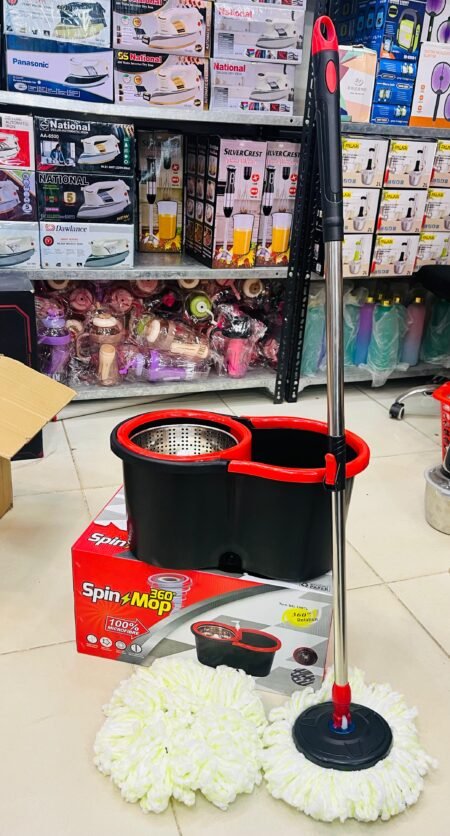 👉Steel 👈 bucket Spin Mop 360° Degree Rotation Push/Pull Micro Fiber Mop head with Long Handle (Premium Quality) 🇨🇳