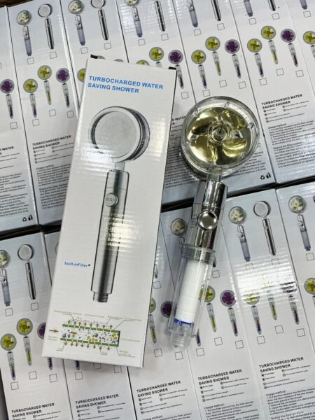 High Pressure Shower Head Water Saving 360 Degrees Rotating With Small Fan ABS Rain Spray With Box 🇨🇳